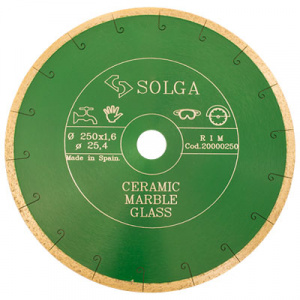 Диск алмазный Solga Diamant CERAMICS, MARBLE сплошной (керамика, мрамор) 250x25,4 мм - Айронтех
