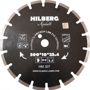 Диск алмазный Hilberg Asphalt Laser d 300 мм (сегментный, с защитным зубом) - Айронтех