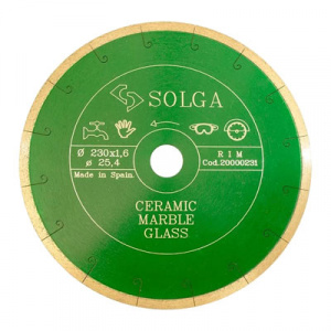 Диск алмазный Solga Diamant CERAMICS, MARBLE сплошной (керамика, мрамор) 230x25,4 мм - Айронтех