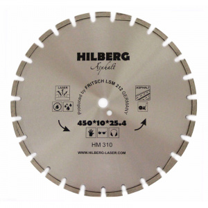 Диск алмазный Hilberg Asphalt Laser d 450 мм (сегментный, с защитным зубом) - Айронтех