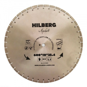 Диск алмазный Hilberg Asphalt Laser d 600 мм (сегментный, с защитным зубом) - Айронтех