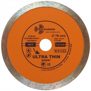 Диск алмазный Trio Diamond Сплошной Ультратонкий WET Ultra Thin hot press 76 мм (для Мини УШМ) - Айронтех