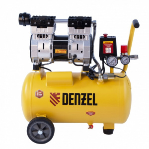Компрессор безмасляный DENZEL DLS950/24, 950 Вт, 165 л/мин, ресивер 24 л, малошумный - Айронтех
