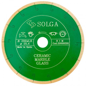 Диск алмазный Solga Diamant CERAMICS, MARBLE сплошной (керамика, мрамор) 200x25,4 мм - Айронтех